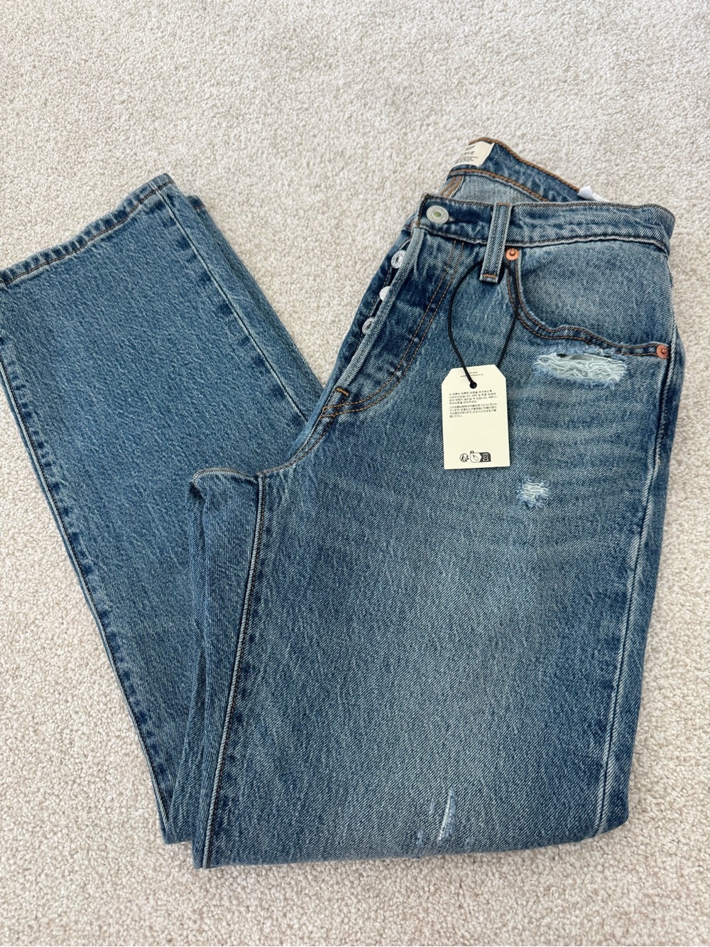 Levi's 501 Curve Light Blue Straight Leg High-Rise Jeans NWT Size 27 - Picture 7 of 9